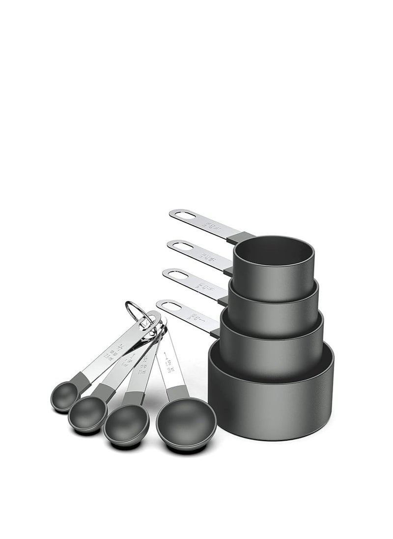 RUNZI - 8-Piece Measuring Cups & Spoons Set – Stackable with Stainless Steel Handles & Colorful Plastic Heads – Accurate Measurement for Dry & Liquid Ingredients - Image 1