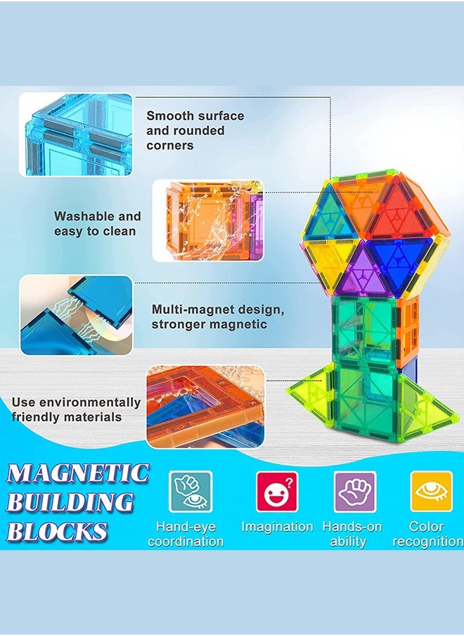 Favarey - Magnetic Tiles for Kids 100pcs Magnetic Building Blocks Stronger 3D Magnet Building Tiles Set Toys for 3-8 Year Old Boys Girls Educational Birthday Gifts for Kids Toddlers Age 3+ - Image 1