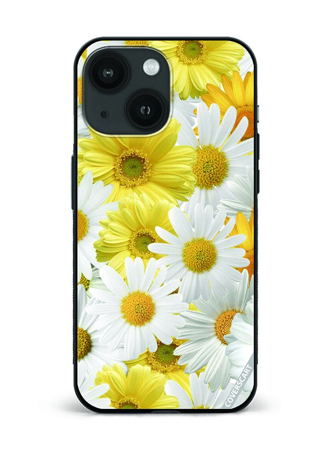 Protective Case Cover For Apple iPhone 15 White And Yellow Flower Design Multicolour