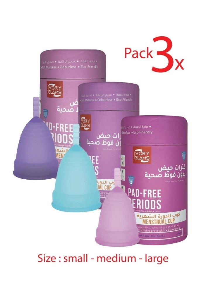 IVORY GLAMS - THREE MENSTRUAL CUPS DIFFERENT SIZES - Image 1