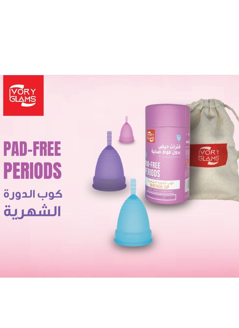 IVORY GLAMS - THREE MENSTRUAL CUPS DIFFERENT SIZES - Image 1