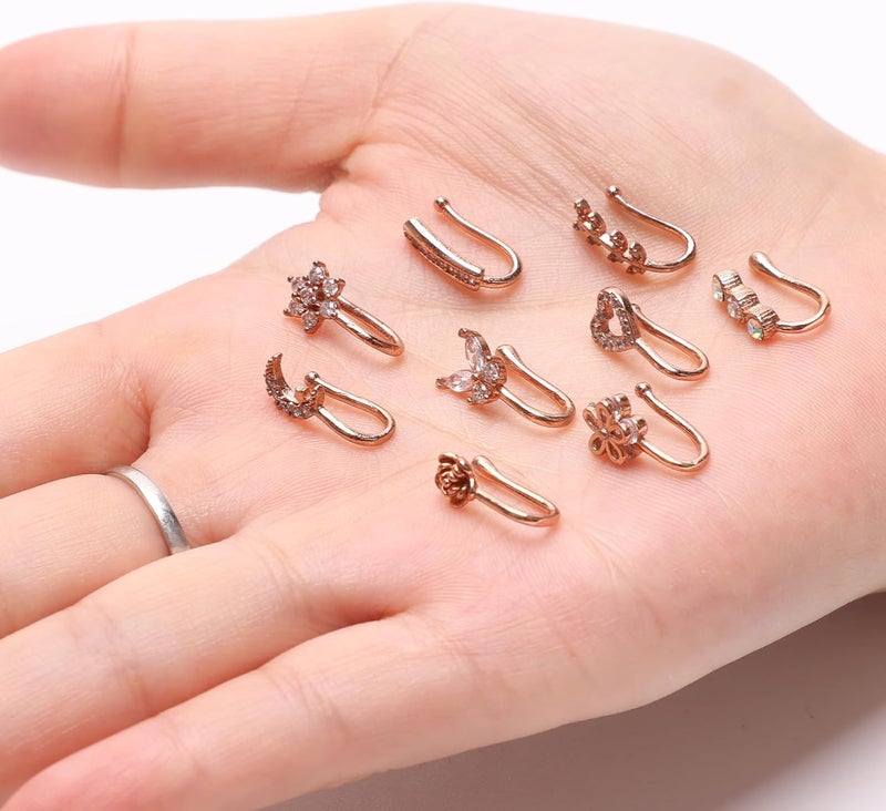 CrazyPiercing Fake Nose Ring CZ African Nose Cuffs Gold/Silver/Rose Gold Faux Septum Nose Rings Clip on Nose Jewelry for Woman Non Pierced Jewelry - Image 3