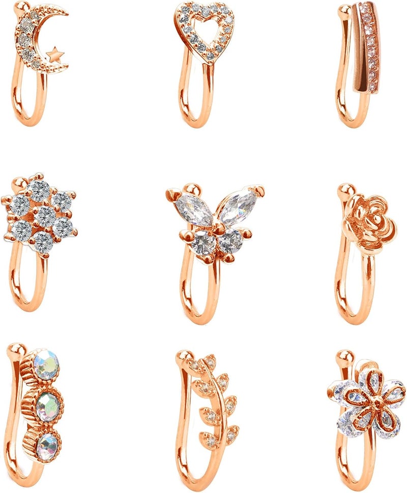 CrazyPiercing Fake Nose Ring CZ African Nose Cuffs Gold/Silver/Rose Gold Faux Septum Nose Rings Clip on Nose Jewelry for Woman Non Pierced Jewelry - Image 1