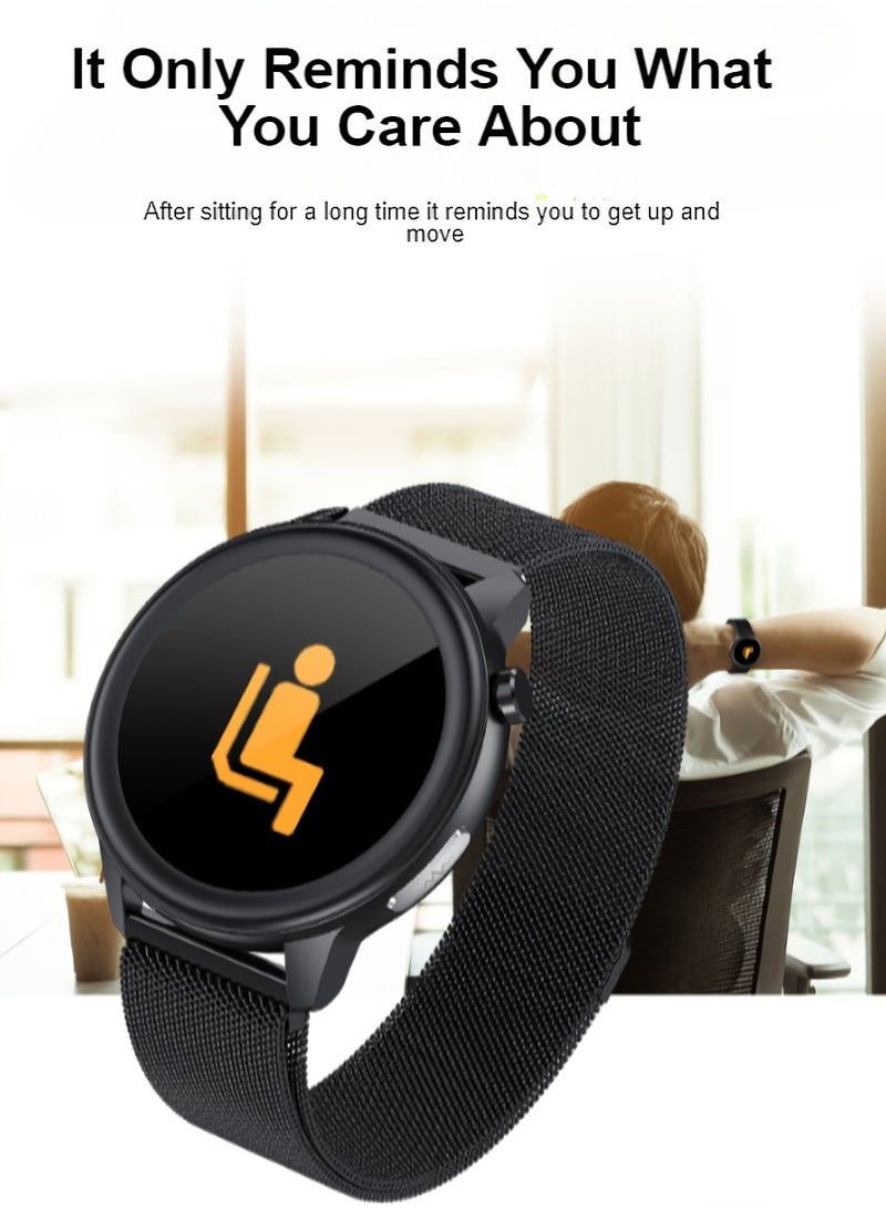 AROAQ E80 Smart Watch, Ai Artificial Intelligence Fitness Tracker Watch, Touch Screen Durable Health Monitoring Watch With ECG Body Temperature, Blood Pressure Oxygen Heart Rate Monitoring,(black leather) - Image 3