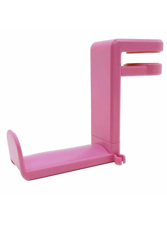 JZS PC Gaming Headset Headphone Hook Holder Hanger Mount, Headphones Stand with Adjustable & Rotating Arm Clamp, Under Desk Design, Universal Fit, Built in Cable Clip Organizer,Pink - Image 1