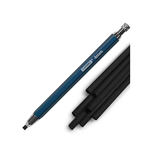 Carmel 4mm Mechanical Grease Pencil Holder + 25 Refills (Black), Clutch Pencil with Thick Waxy Leads, Holder for Drawing, Wax Pencil for Holding Soft Greasy Leads, Mechanical China Marker - Image 1