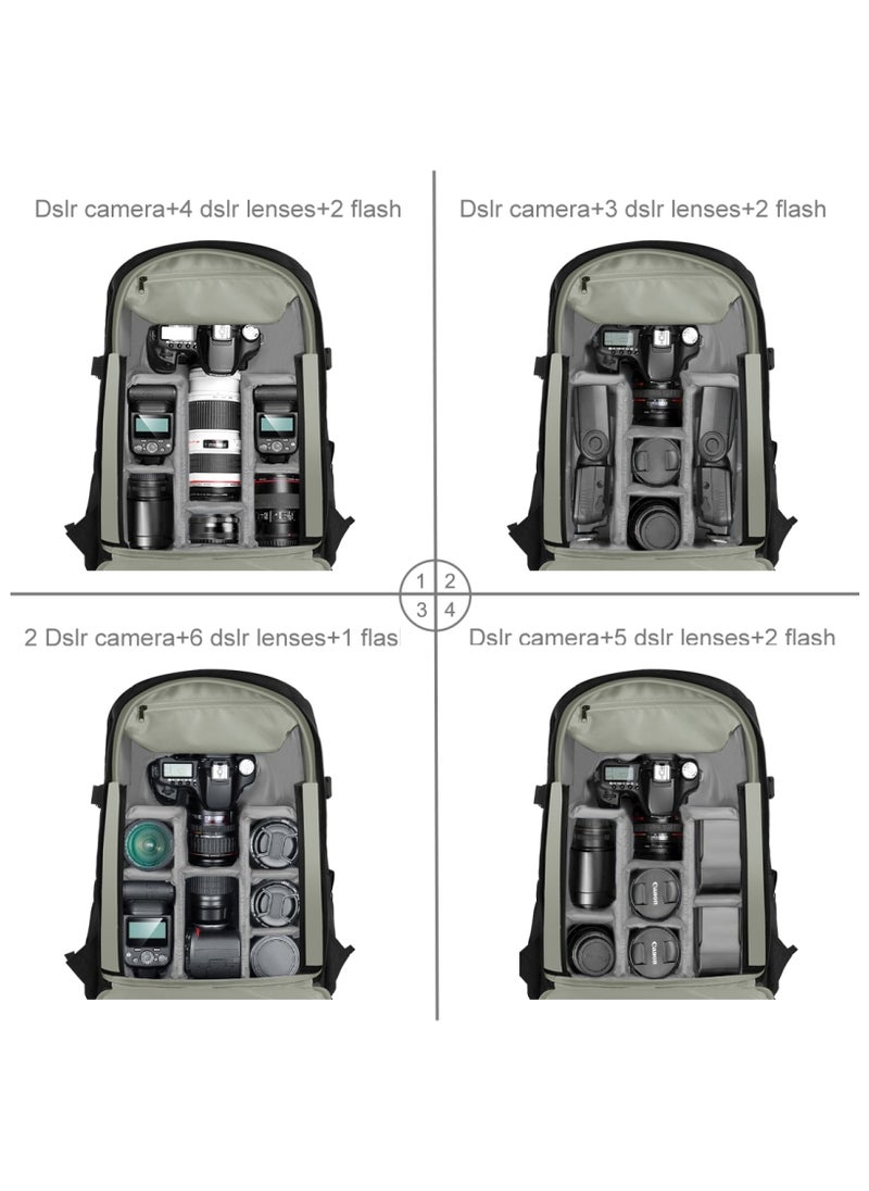 PULUZ Waterproof Camera Bag Case Travel DSLR Camera Backpack for SLR DSLR, Lenses, Accessories Backpack Laptop Tablet Backpack Compatible for Sony/Canon/Nikon Camera and Lens Tripod Accessories  - Image 2