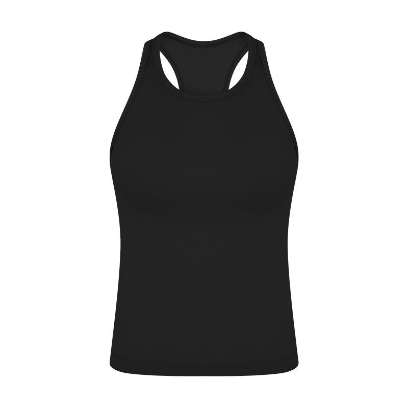 Generic Womens High-Neck Slim-Fit Yoga Sport Tank Top DT343 Black 