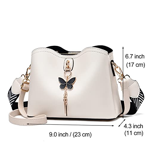 Xiaoyu Small Crossbody Bags for Women Fashion Purses for Teenage Girls Lightweight Handbags Shoulder Bag (Beige) - Image 2
