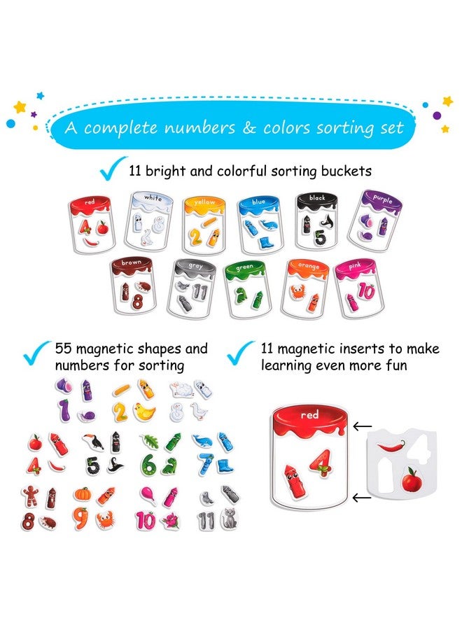 Simply magic 66 PCS Magnetic Color Sorting Set, Magnetic Numbers & Colors Sorting Toys for Toddlers, Numbers Color Sorting Magnets for Fridge and Whiteboard, Recognition Sorting Set - Simply Magic - Image 3