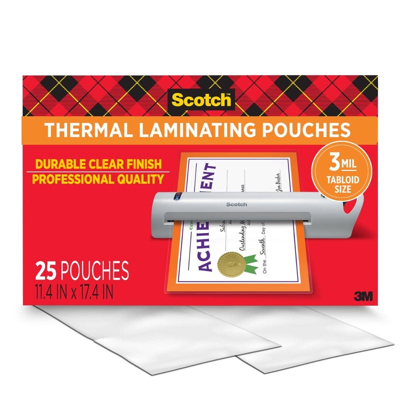 Scotch Thermal Laminating Pouches, Legal Size 11 x 17 Inches, 25 Pack Laminating Sheets, 3 Mil, Education Supplies & Craft Supplies, for Use with Thermal Laminators - Image 1