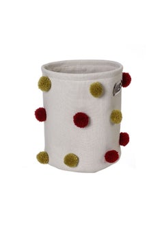 DANUBE HOME Danube Home Meow Fabric Pom Pom Basket Stylish And Fun Storage Solution With Playful Pom Poms Perfect For Organizing Toys Clothes Accessories In Any Room D20×24Cm 