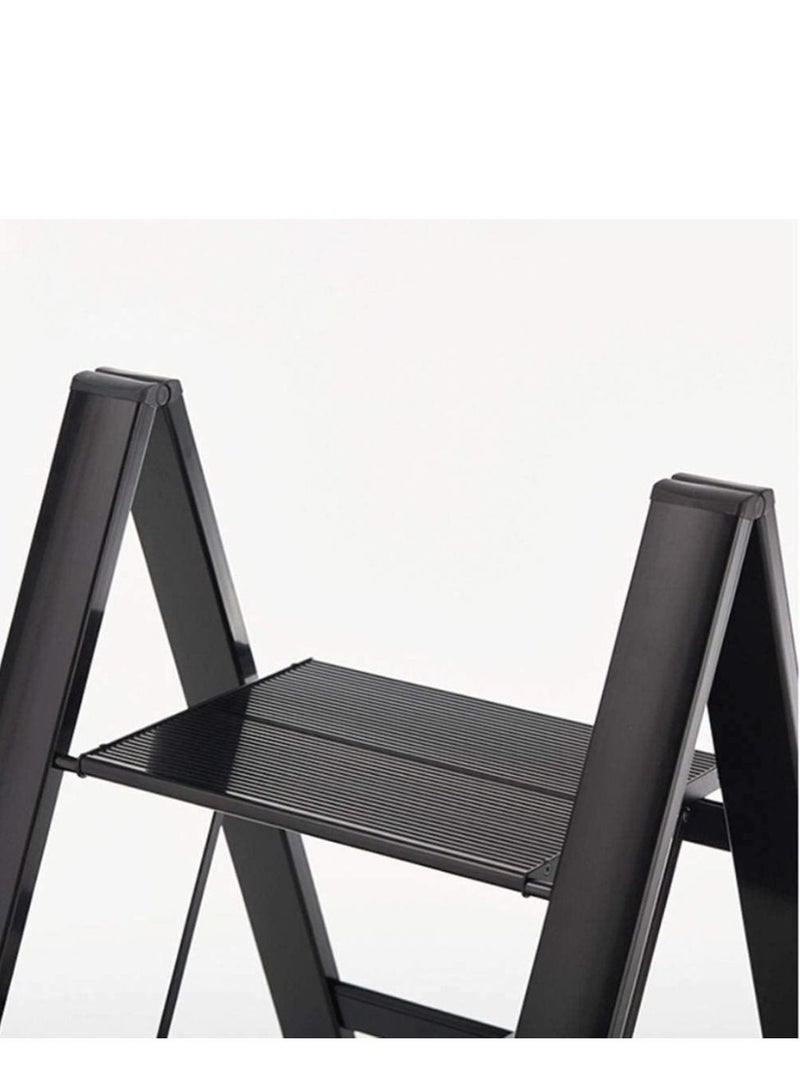 Living سلم قابل للطي من سبائك الألومنيوم السميك، سلم منزلي متعدد الوظائف على شكل عظم السمكة، كرسي غير قابل للانزلاق، مستقر وسهل التخزين - Image 4