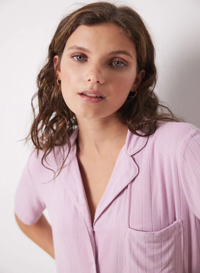 women'secret Pink Capri Soft Touch Shirt Pajamas