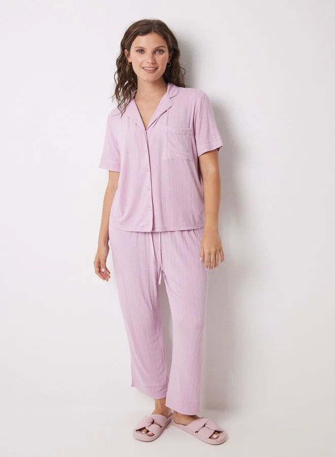 women'secret Pink Capri Soft Touch Shirt Pajamas