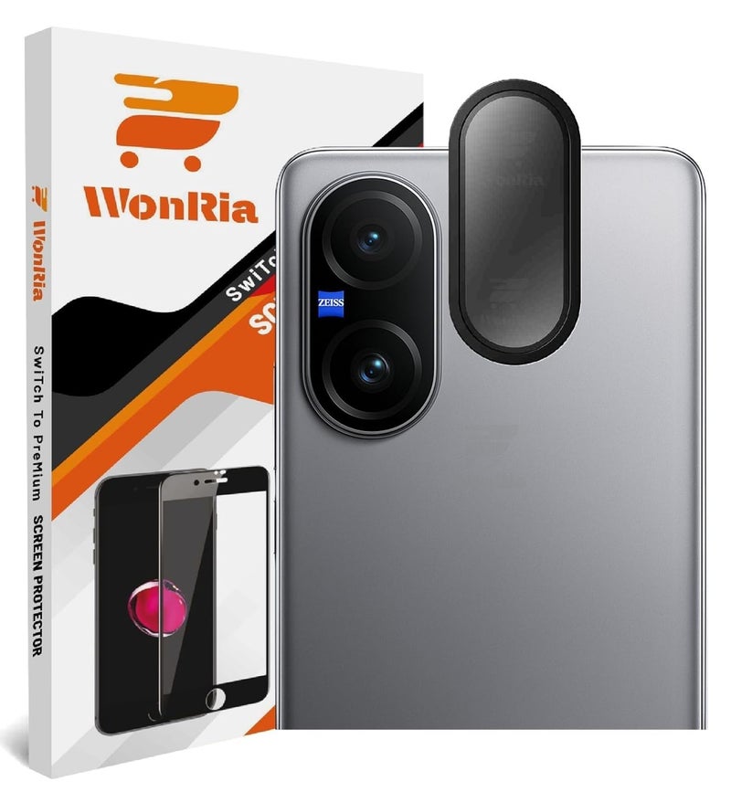 WonRia ® حزمة 1 - واقي عدسة الكاميرا بإطار معدني لهاتف Vivo V60 5G حلقات سبائك الألمنيوم، إطار معدني فائق الوضوح - أسود - Image 1