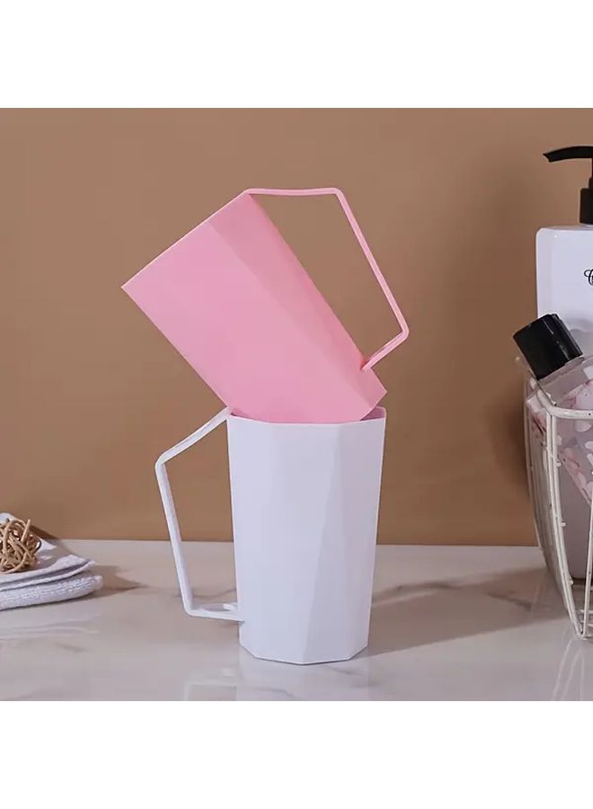 2 Pack Modern Geometric Plastic Toothbrush Cups Black White Golden Accents - Image 3