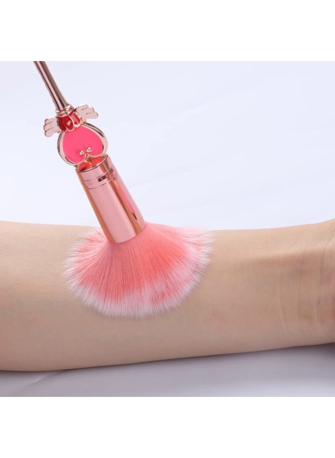 Yi-gog Makeup Brushed Set 8PCs Sailor Moon Magical Girl Golden Cosmetic Brush Tool Pink Eyeshadow Brushes Eyeliner Eyebrow Essential Cosmetic Brush Kits - Image 4
