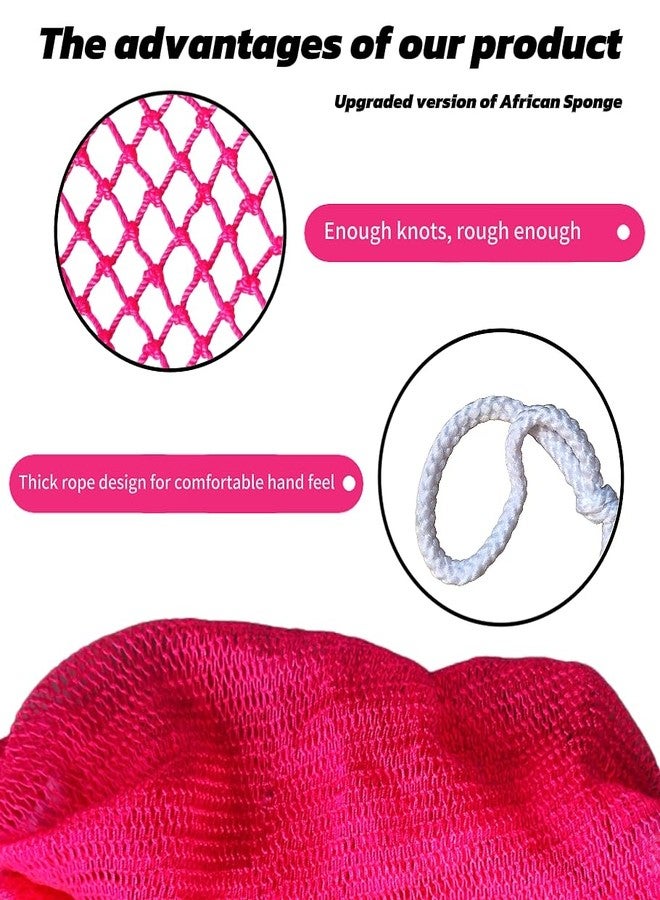 SPMKTBOZAI African Net Sponge Authentic, African Exfoliating Sponge Real African Net Black Owned, African Bath Sponge Back Scrubber for Shower Loofah Bathing Accessories (Green, Rose Red, 2 Pieces) - Image 3