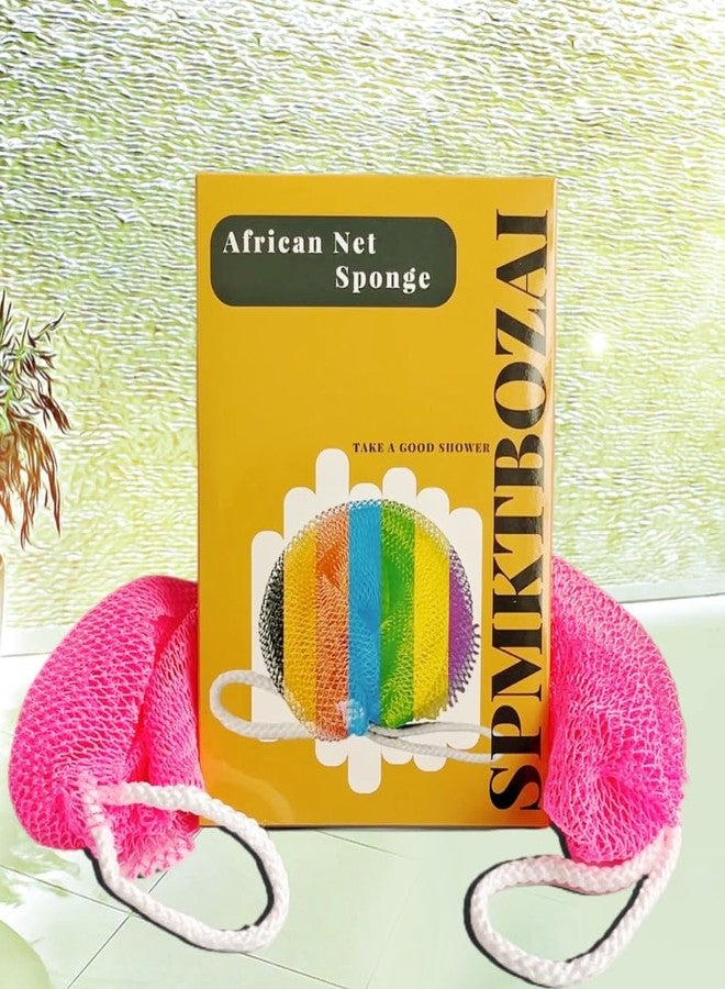 SPMKTBOZAI African Net Sponge Authentic, African Exfoliating Sponge Real African Net Black Owned, African Bath Sponge Back Scrubber for Shower Loofah Bathing Accessories (Green, Rose Red, 2 Pieces) - Image 4
