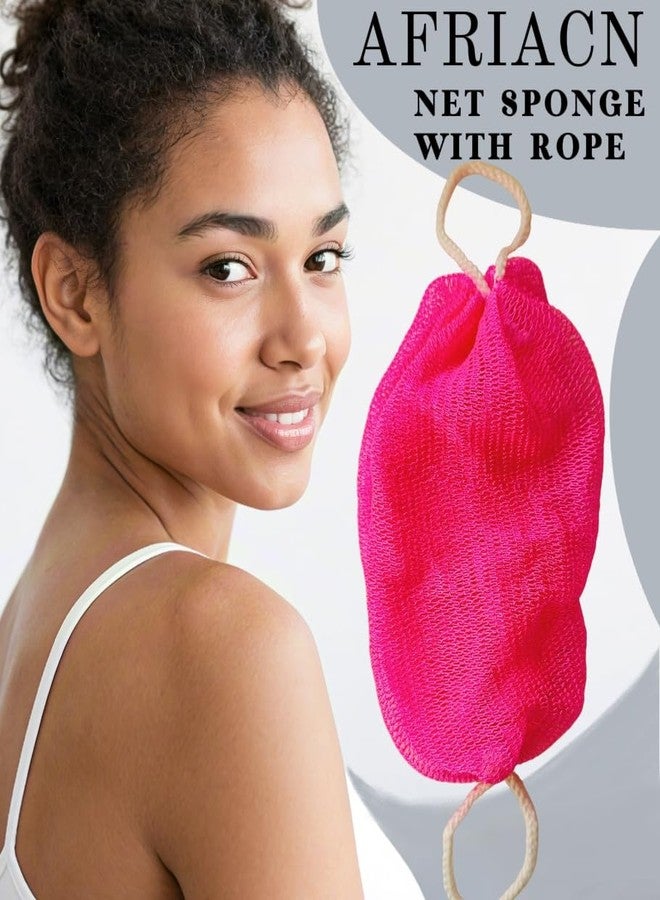 SPMKTBOZAI African Net Sponge Authentic, African Exfoliating Sponge Real African Net Black Owned, African Bath Sponge Back Scrubber for Shower Loofah Bathing Accessories (Green, Rose Red, 2 Pieces) - Image 5