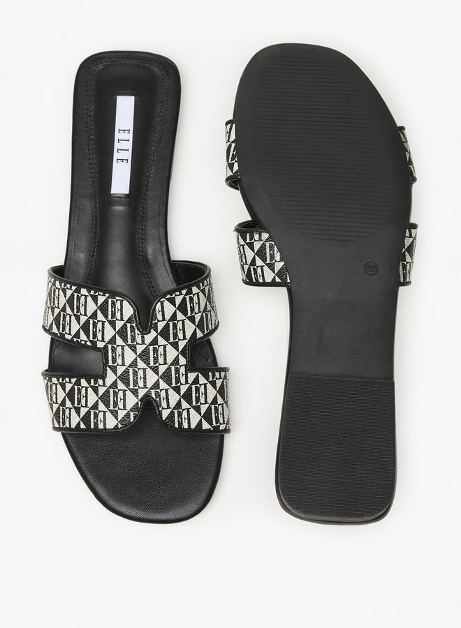 ايل صنادل نسائية سهلة الارتداء بطبعة شعار - Image 4