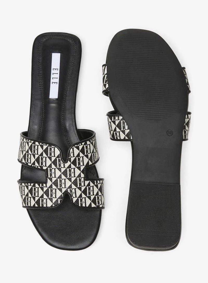 ايل صنادل نسائية سهلة الارتداء بطبعة شعار - Image 4