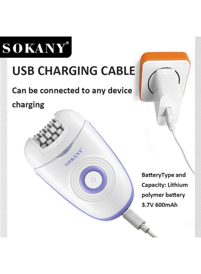 sokany Epilator for Women Cordless Wet & Dry Hair Removal Machine, Facial Hair Remover for Legs, Arms & Body, Built-in Opti Light, Wide Epilator Head, 3 Accessories, Washable Design - Image 4