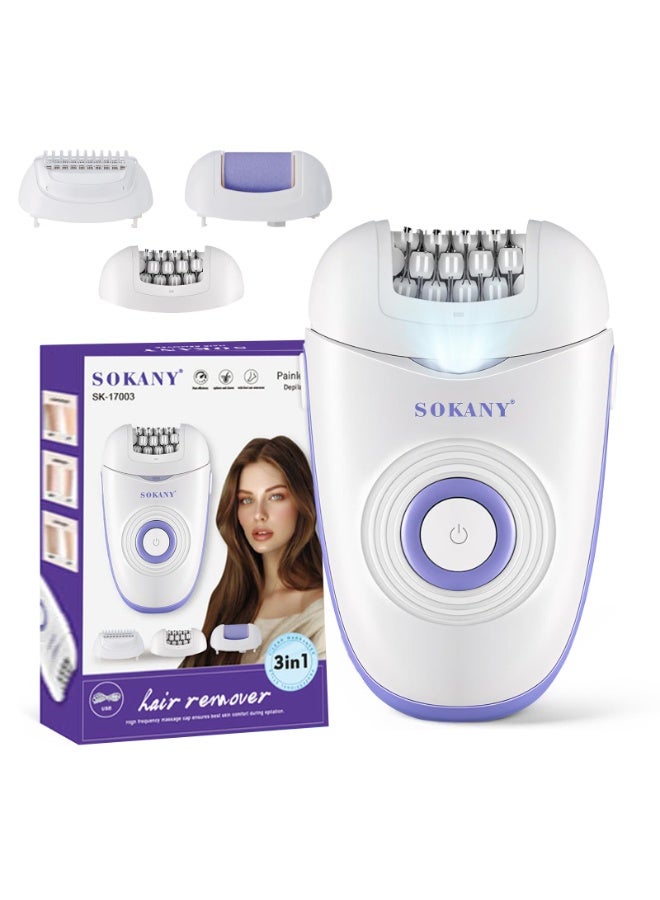 sokany Epilator for Women Cordless Wet & Dry Hair Removal Machine, Facial Hair Remover for Legs, Arms & Body, Built-in Opti Light, Wide Epilator Head, 3 Accessories, Washable Design - Image 1