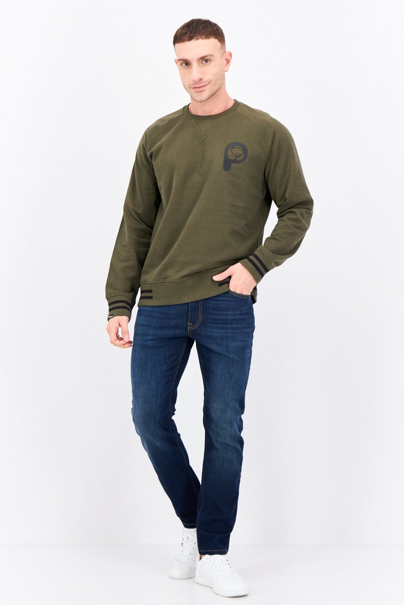 Penfield سويت شيرت بأكمام طويلة بياقة دائرية للرجال بشعار العلامة التجارية، زيتوني - Image 4