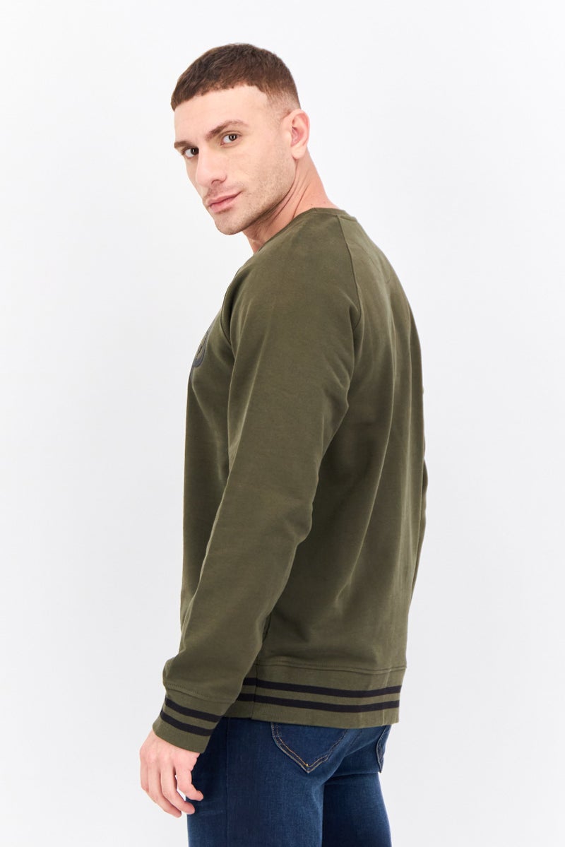 Penfield سويت شيرت بأكمام طويلة بياقة دائرية للرجال بشعار العلامة التجارية، زيتوني - Image 2