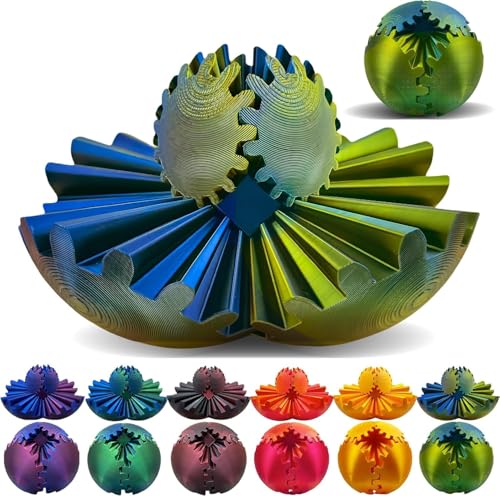TINLOK 3D Printed Gear Ball Fidget Toy Steampunk Whirling Wonder Spin Ball Multicolor Stress Anxiety Relief Ages 6 - Image 1