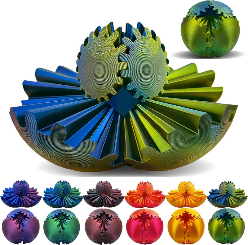TINLOK 3D Printed Gear Ball Fidget Toy Steampunk Whirling Wonder Spin Ball Multicolor Stress Anxiety Relief Ages 6 - Image 2