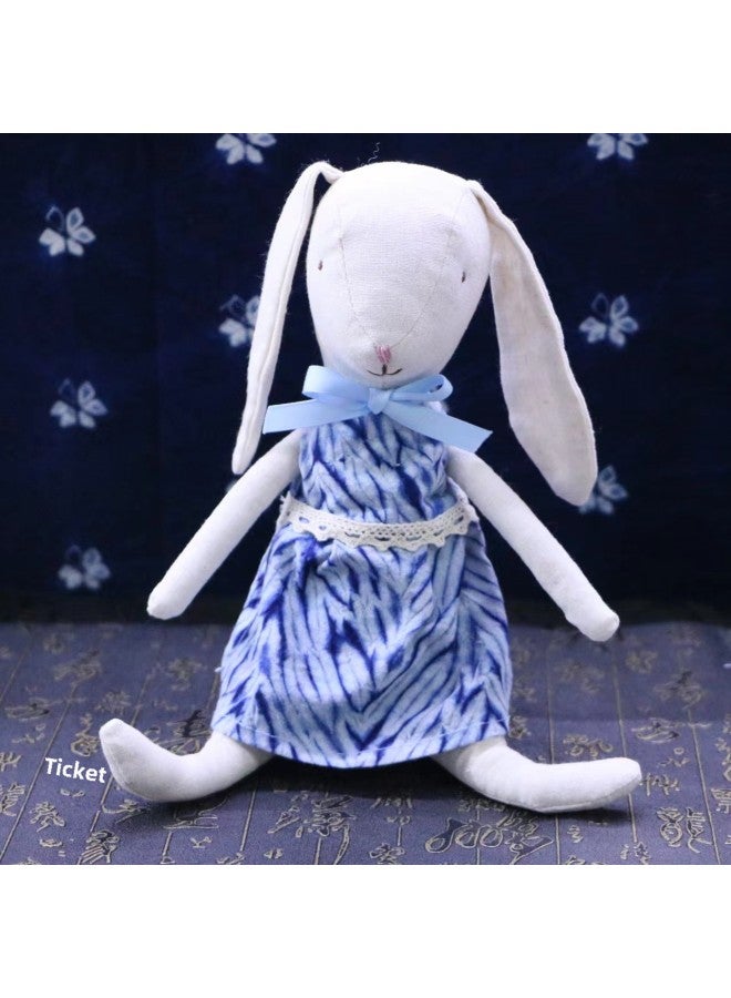Yunnan Dali Ethnic Style Blue Dye Tie Dye Rabbit Doll Fabric Home Handmade Hanging Rabbit-Specifications:Fairy Rabbit 22cm Striped Skirt  - Image 1