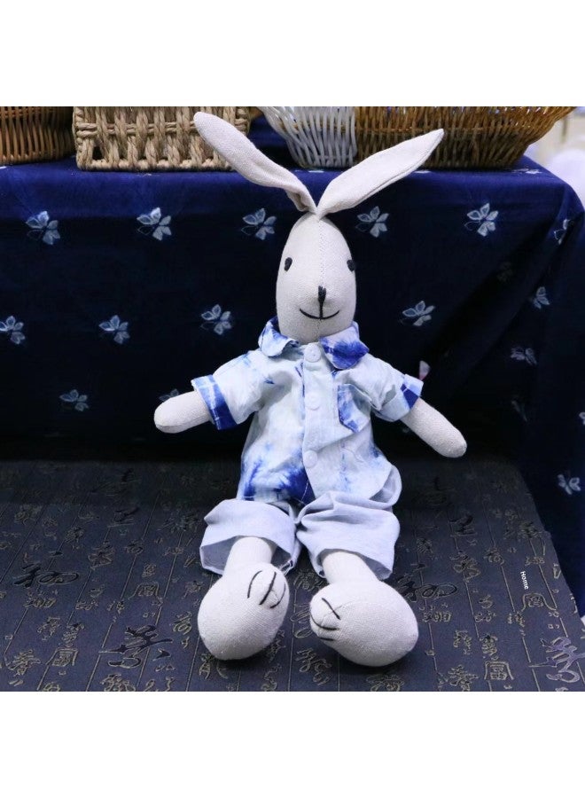 Yunnan Dali Ethnic Style Blue Dye Tie Dye Rabbit Doll Fabric Home Handmade Hanging Rabbit-Specifications:Fairy Rabbit 22cm Striped Skirt  - Image 4