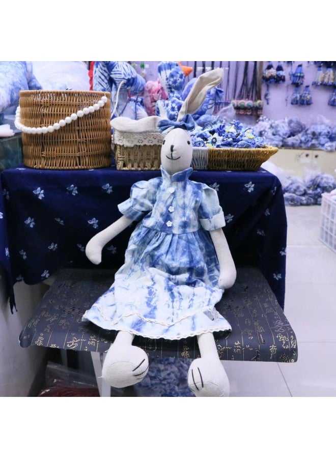 Yunnan Dali Ethnic Style Blue Dye Tie Dye Rabbit Doll Fabric Home Handmade Hanging Rabbit-Specifications:Fairy Rabbit 22cm Striped Skirt  - Image 5