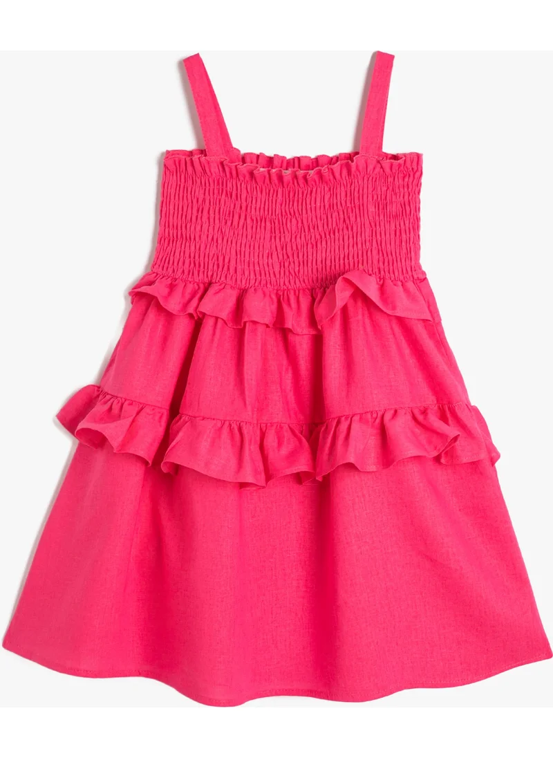 KOTON Frilly Dress with Strap Gipe Detail