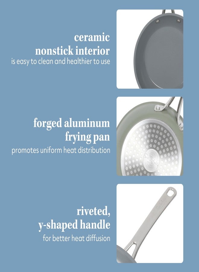 Sur La Table Kitchen Essentials 8 Inch Fry Pan PFA Free Titanium Ceramic Nonstick Interior Forged Aluminum Cookware Frying Pan - Green - Induction Compatible - Image 5