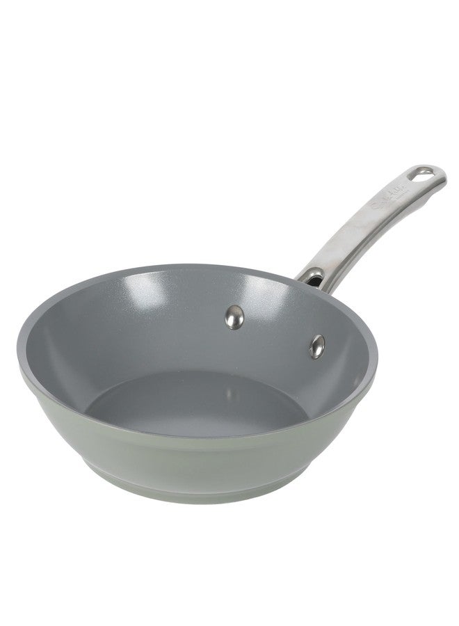 Sur La Table Kitchen Essentials 8 Inch Fry Pan PFA Free Titanium Ceramic Nonstick Interior Forged Aluminum Cookware Frying Pan - Green - Induction Compatible - Image 1