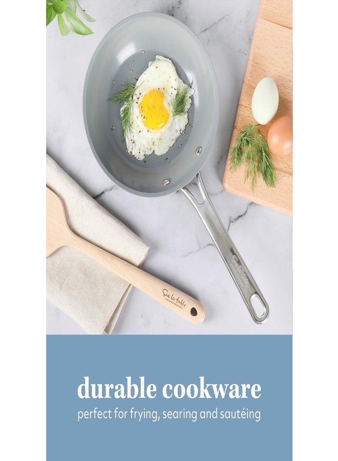 Sur La Table Kitchen Essentials 8 Inch Fry Pan PFA Free Titanium Ceramic Nonstick Interior Forged Aluminum Cookware Frying Pan - Green - Induction Compatible - Image 4