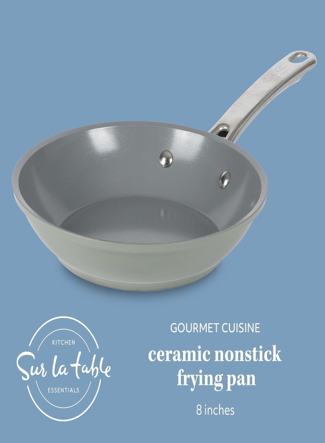 Sur La Table Kitchen Essentials 8 Inch Fry Pan PFA Free Titanium Ceramic Nonstick Interior Forged Aluminum Cookware Frying Pan - Green - Induction Compatible - Image 2