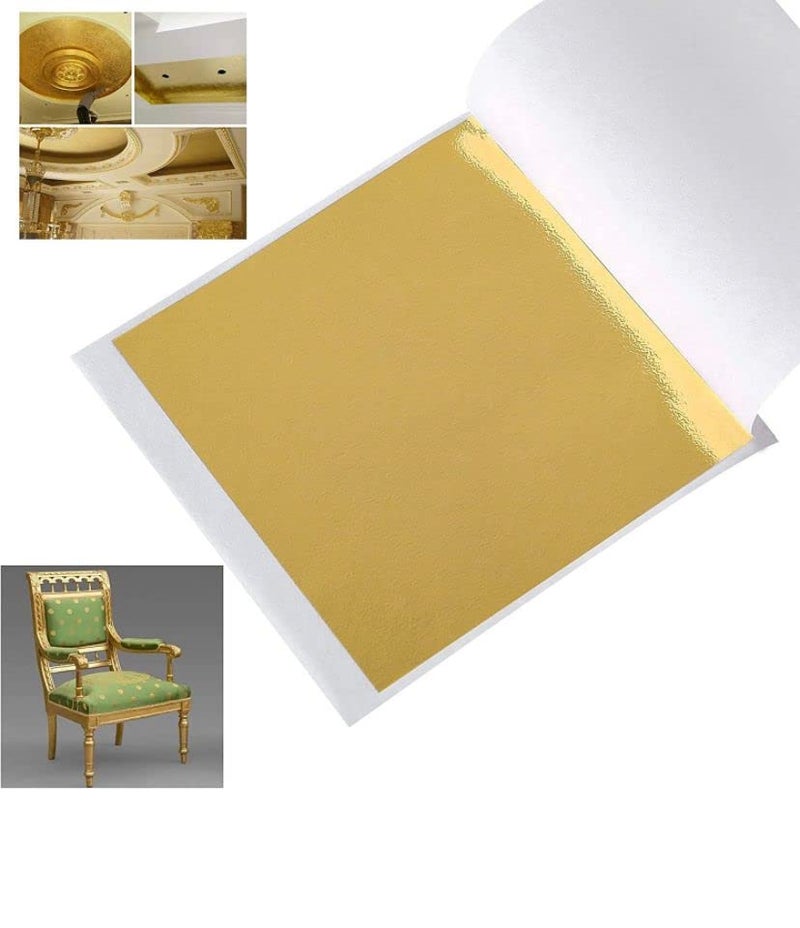 FGLC 100 Sheets Imitation Gold Leaf Sheets.Gold Foil Sheets are Suitable for Art,Gilding,Decoration,Crafts,Pictures,Frames,Sculpture,Furniture.3.15×3.35 inches. - Image 1