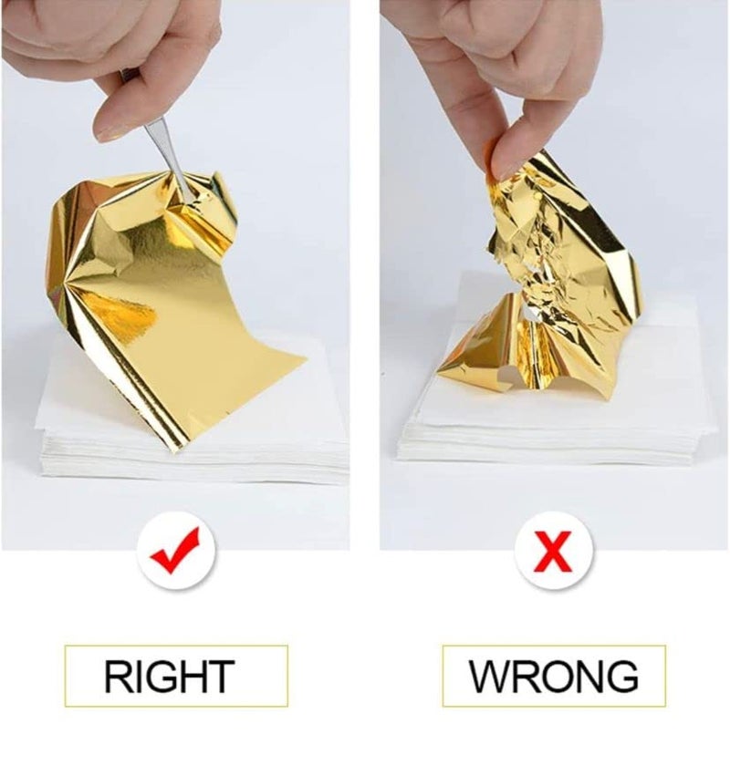 FGLC 100 Sheets Imitation Gold Leaf Sheets.Gold Foil Sheets are Suitable for Art,Gilding,Decoration,Crafts,Pictures,Frames,Sculpture,Furniture.3.15×3.35 inches. - Image 2
