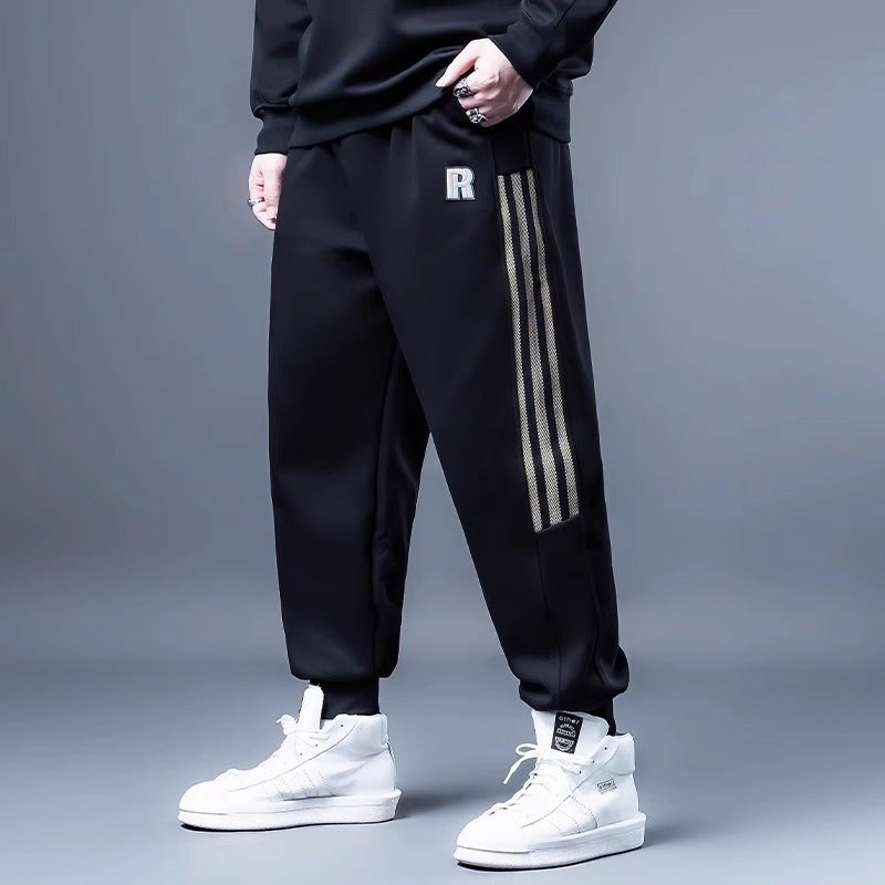 Fleece-Lined Sports Pants Men'S Trendy Plus Size Plus Size Loose Trousers Sweatpants Fat Men'S Leg-In Casual Pants - Image 3