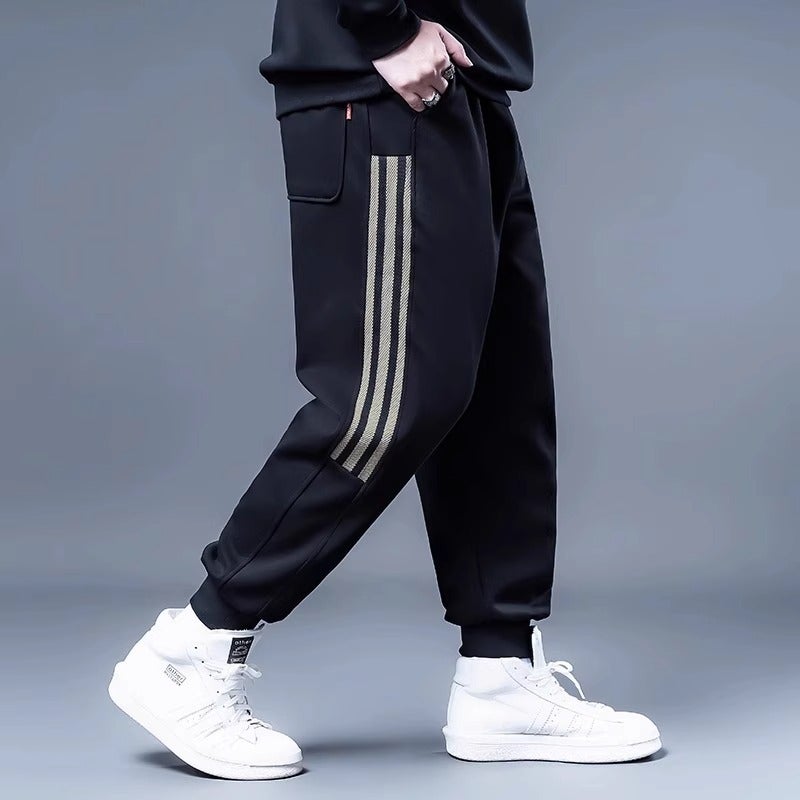 Fleece-Lined Sports Pants Men'S Trendy Plus Size Plus Size Loose Trousers Sweatpants Fat Men'S Leg-In Casual Pants - Image 4