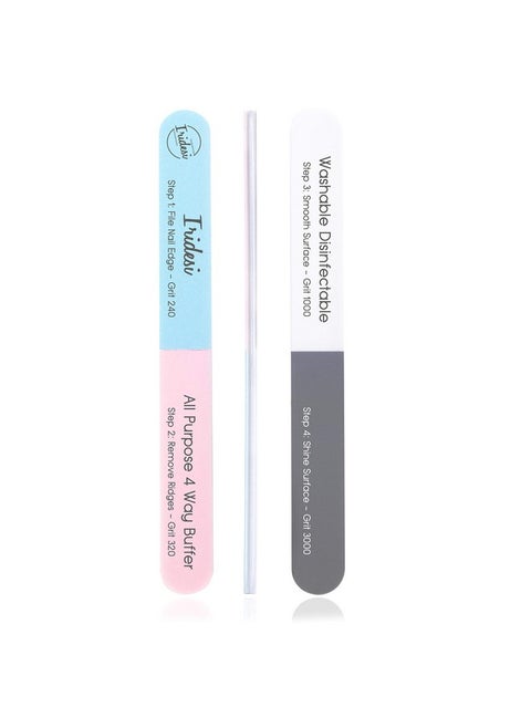 4 Way Finger Nail File And Buffer Emery Boards For Natural Nails 4 Fingernail Files In 1 Professional Filer Board And Shiners 7 Inches Long Salon Supplies Buffers Shine Kit 12 Pack