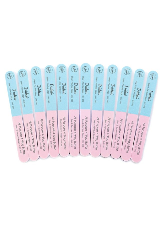 4 Way Finger Nail File And Buffer Emery Boards For Natural Nails 4 Fingernail Files In 1 Professional Filer Board And Shiners 7 Inches Long Salon Supplies Buffers Shine Kit 12 Pack