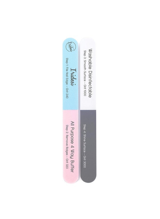 4 Way Finger Nail File And Buffer Emery Boards For Natural Nails 4 Fingernail Files In 1 Professional Filer Board And Shiners 7 Inches Long Salon Supplies Buffers Shine Kit 12 Pack