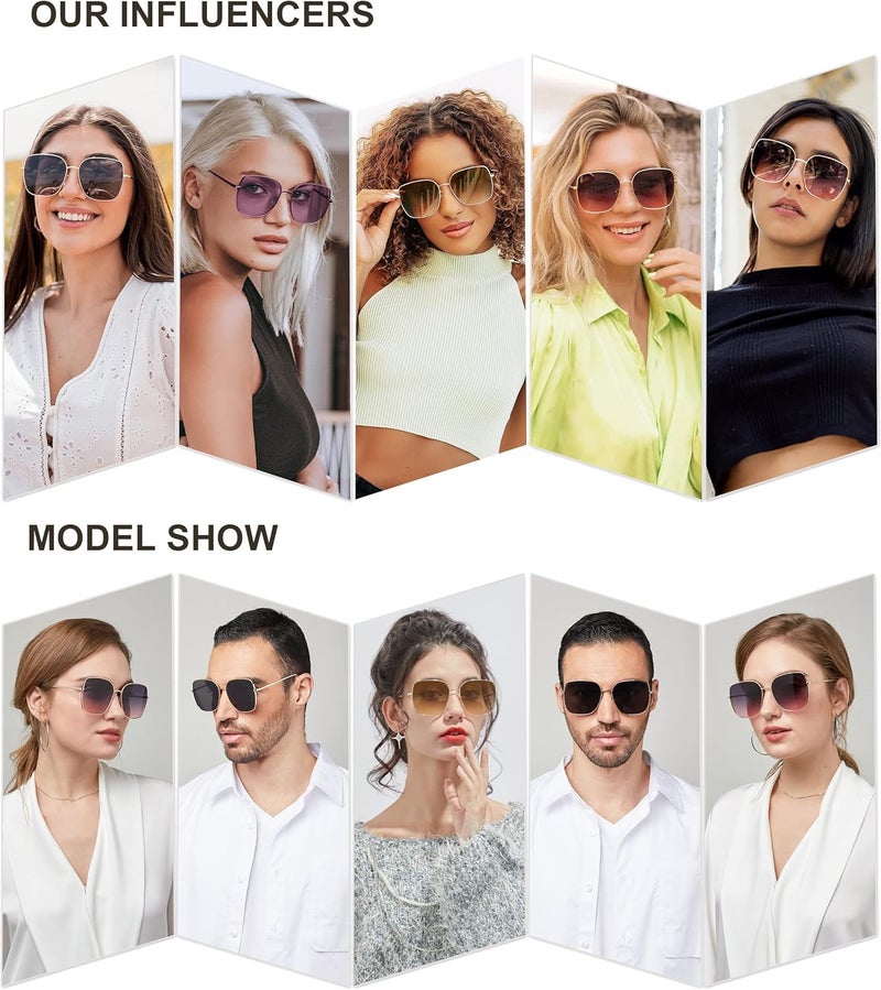 Sojos Trendy Oversized Square Metal Frame Sunglasses for Women Men Retro Big Flat Lens UV Protection Sunglasses SJ1146 - Image 2