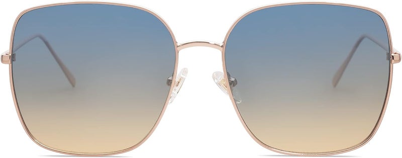 Sojos Trendy Oversized Square Metal Frame Sunglasses for Women Men Retro Big Flat Lens UV Protection Sunglasses SJ1146 - Image 3